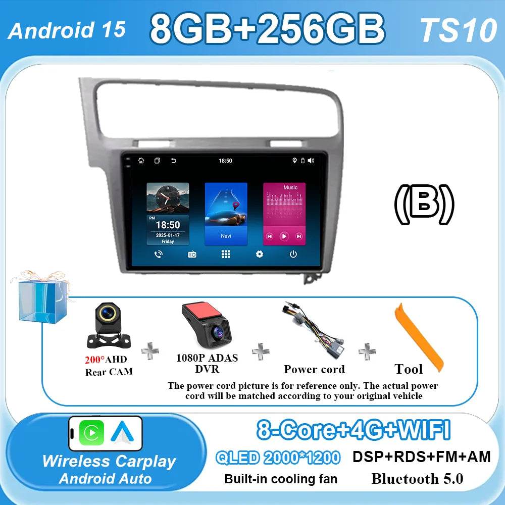 Car Stereo with Apple CarPlay & Android Auto, Compatible with VW Golf 7 (2012-2020)