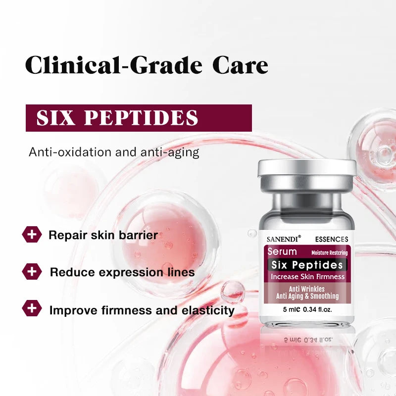 Six Peptide Ampoule Serum 10PCS – Hyaluronic Acid, Snail & Vitamin C Korean Skin Care for Dr.Pen