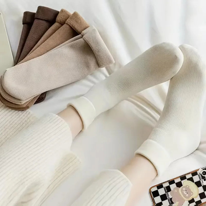 Women's Fuzzy Snow Socks - Thick Warm Sleep Socks 5 Pairs - photo 4