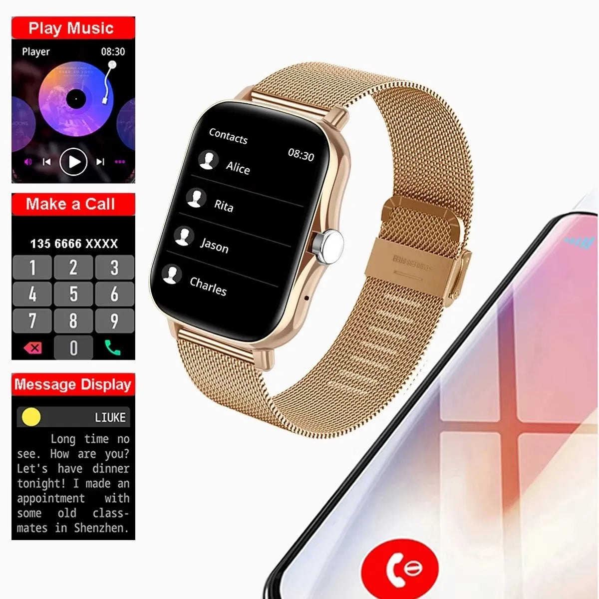 Bluetooth Smart Watch — Fitness, Music & Sleep Tracking