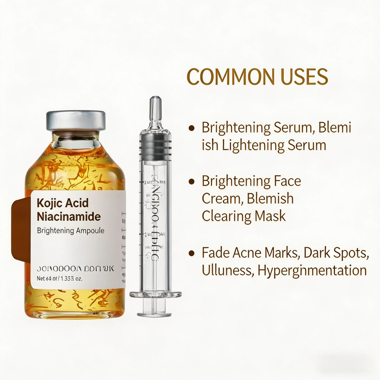 Kojic Acid Niacinamide Whitening Serum Dark Spot Remover Brightening Cream Freckle Mask Fade Acne Scars Melasma Dull Skin