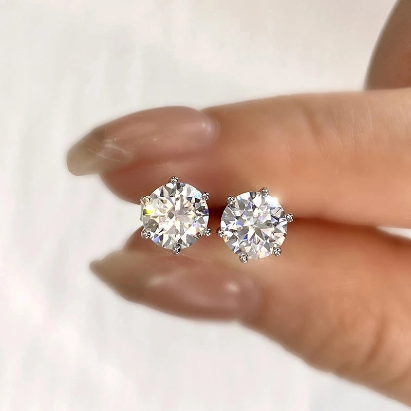 DW 0.1ct-2ct D Color Certified Moissanite Stud Earrings Lab Created Diamond 925 Sterling Silver Gold Plated Wedding Fine Jewelry