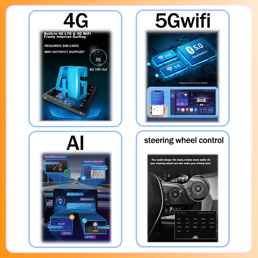 9.7" Car Stereo with Apple CarPlay & Android Auto, Compatible with Ford EcoSport (2013-2018)