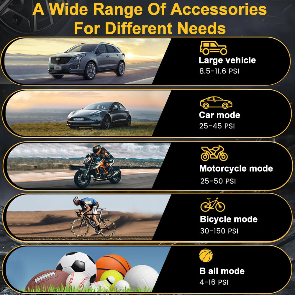 EAFC 4000mAh Car Air Compressor Electric Wireless 150PSI Tire Inflator Pump for Motorcycle Bicycle Boat AUTO Tyre Balls Inflator