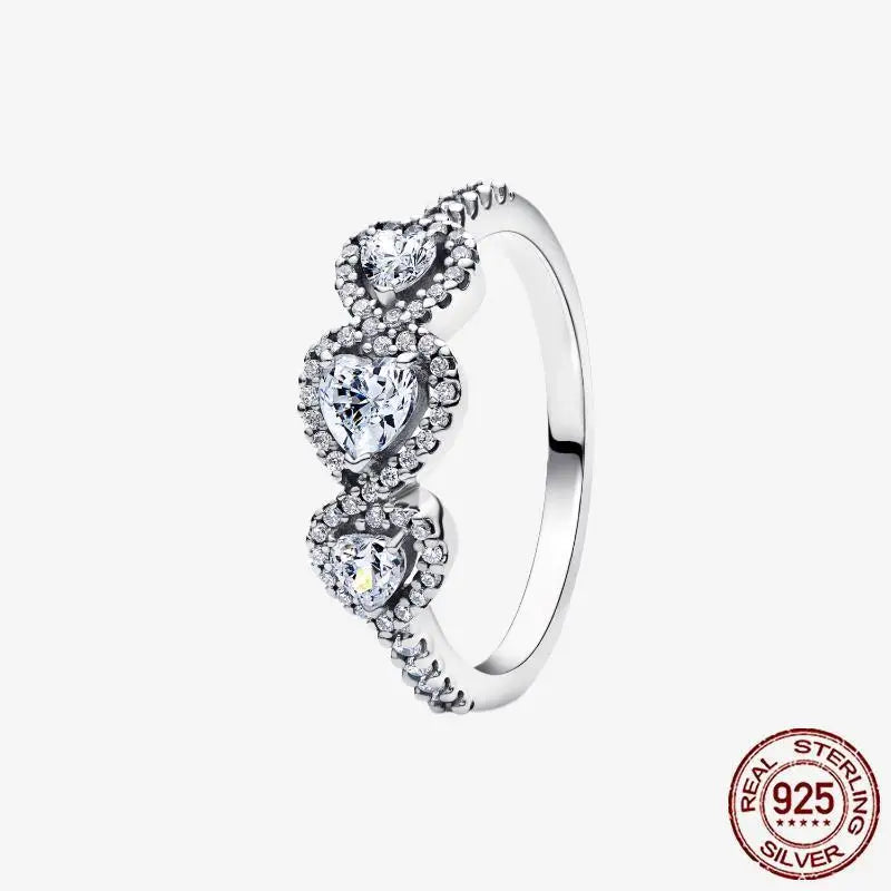 925 Sterling Silver Open Ring Style CZ Paved Heart Butterfly Flower Colorful Gemstone Ring For Women Daily Wear Jewelry Gift
