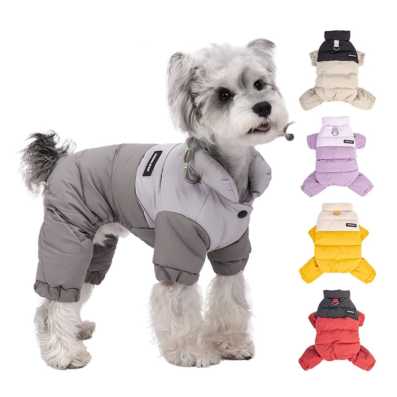 Four-Leg Dog Snowsuit - Warm Winter Jumpsuit for Small Dogs