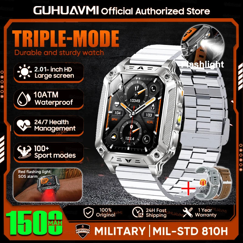 Rugged Smart Watch — 1500mAh, 10ATM Waterproof, BT Calling