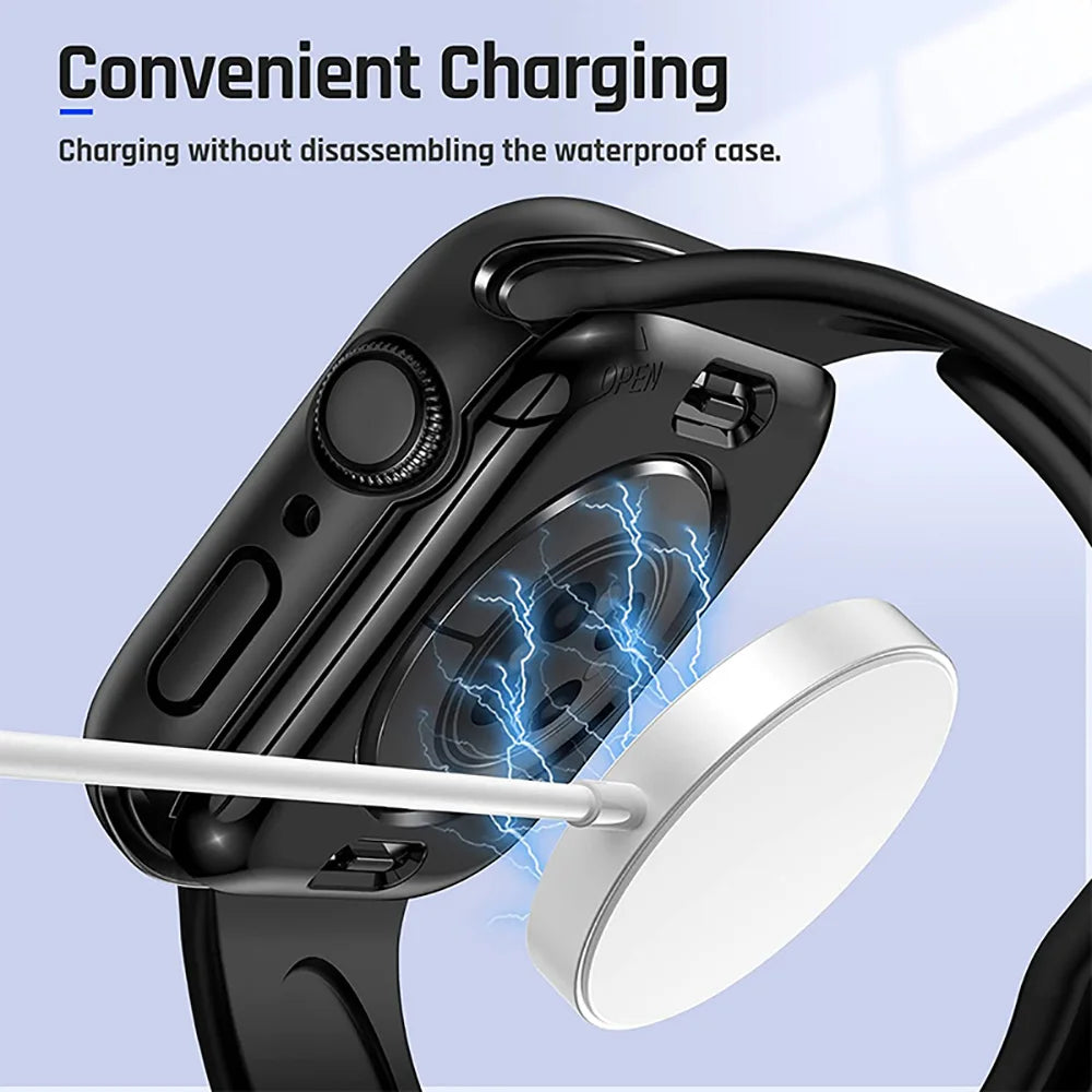 Apple Watch Tempered Glass Case + Screen Protector – Series 1–11, SE & Ultra 2 (38–46mm)