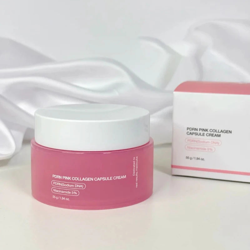Korean Pink Collagen PDRN Capsule Cream – Niacinamide Face Moisturizer for Even Skin Tone | Lightweight Non-Greasy