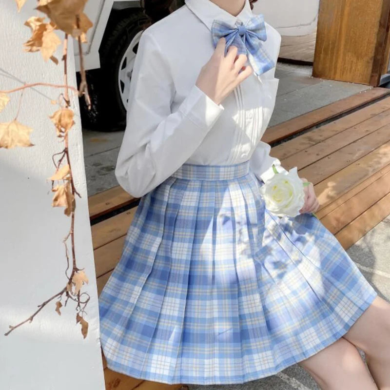 ZOKI Plaid Pleated Mini Skirt – Bow Knot High Waist Preppy Style | Harajuku Aesthetic Women's A-Line Dance Skirt | S-XXL