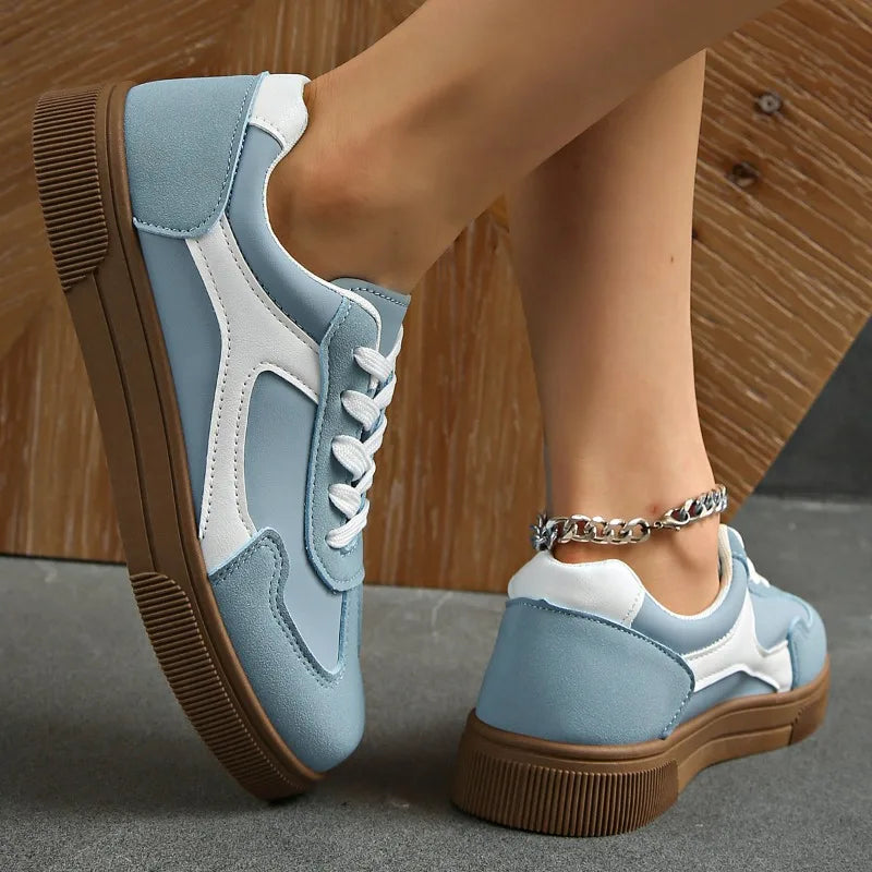 Fashion Running Sneakers for Women — Flat Casual Lace-Up Comfort Shoes