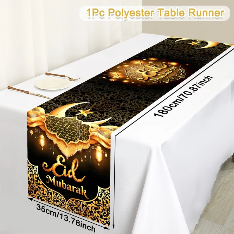 Eid Mubarak Table Runner Ramadan Tablecloths Ramadan Kareem Decoration for Home 2026 Islamic Muslim Party Eid Al Adha Gifts