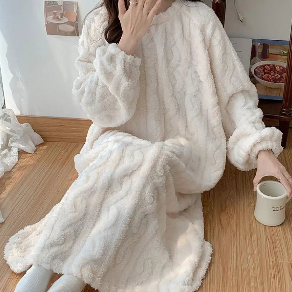Women's Coral Velvet Long Nightgown - Warm Winter Robe Sleepwear - photo 3