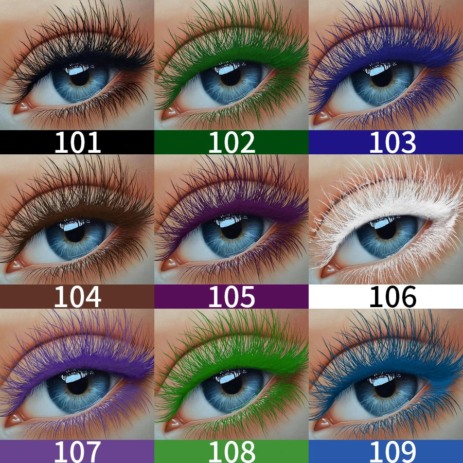 9 Colors 5D Mascara with Big Eyes,Strong Waterproof Thickening Lengthening Curling Liquid Fiber Mascara Eyelash Extension Makeup