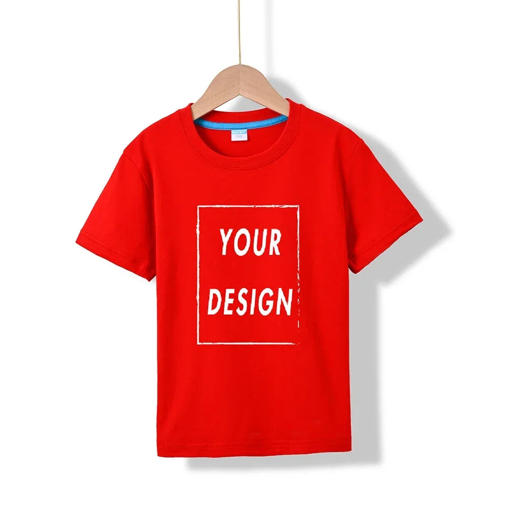 2025 Free Customized Front and Rear Logo Children's Cotton T-shirt, the Best Gift for Boys and Girls