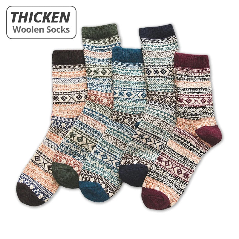 Men's Wool Blend Winter Socks, 5 Pairs