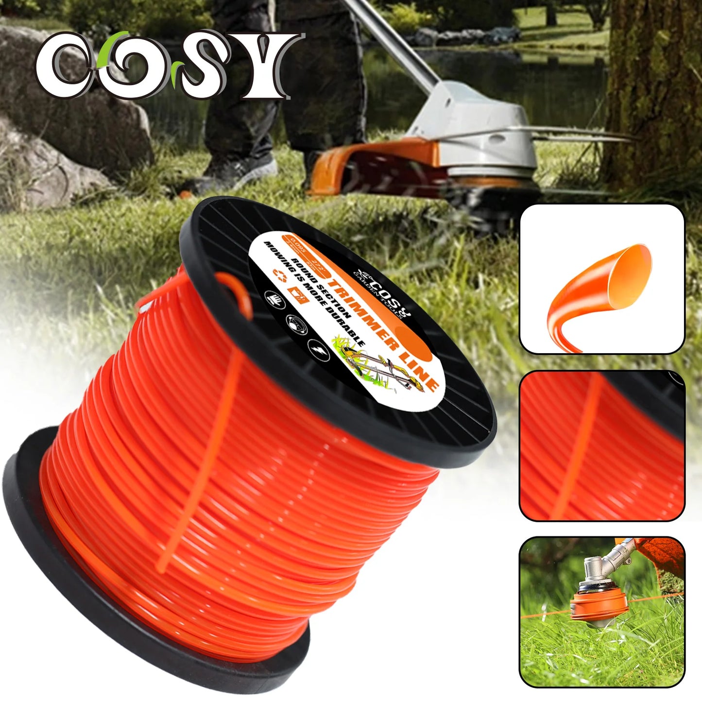 1LB 2.4/2.7/3.0/4.0mm Mowing Nylon Grass Trimmer Rope Brush Cutter Strimmer Line Orange Round Brushcutter Trimmer Cord Line Wire