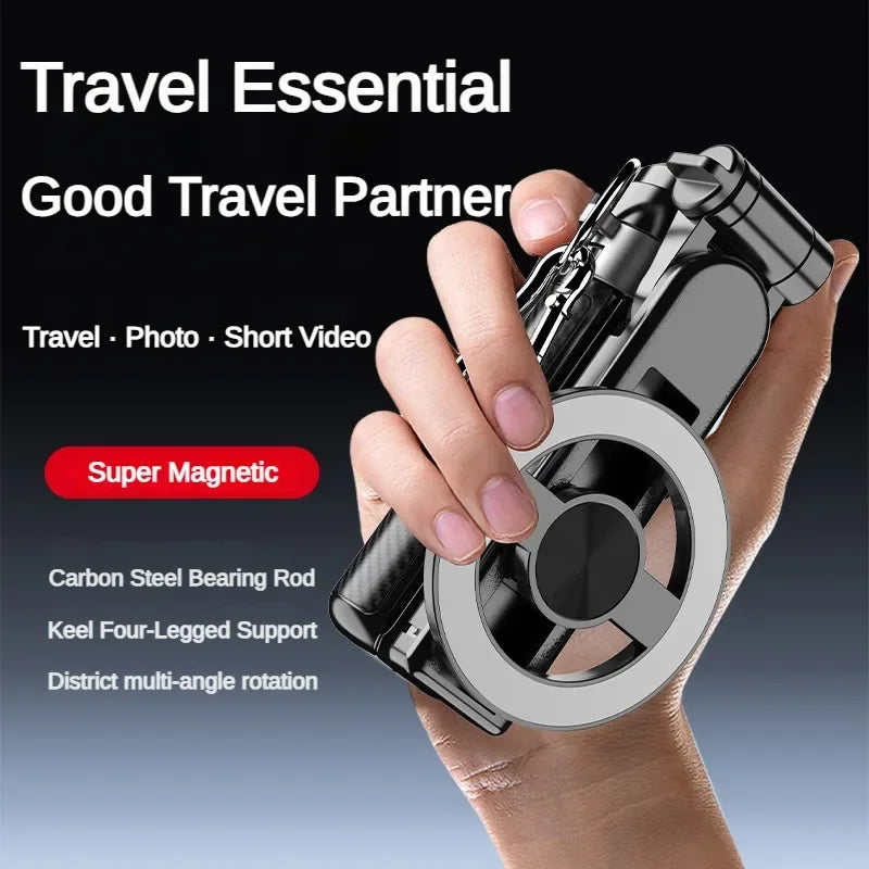 Magnetic Phone Holder 360° Rotation Pocket Selfie Stick With Bluetooth Remote Adjustable Desktop Stand for Live Streaming Vlog