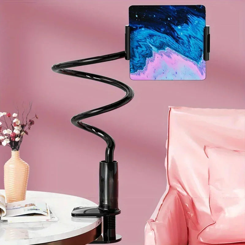 Flexible Lazy Phone & Tablet Stand – Adjustable Desk & Bedside Holder for iPhone, iPad & More | Black / White