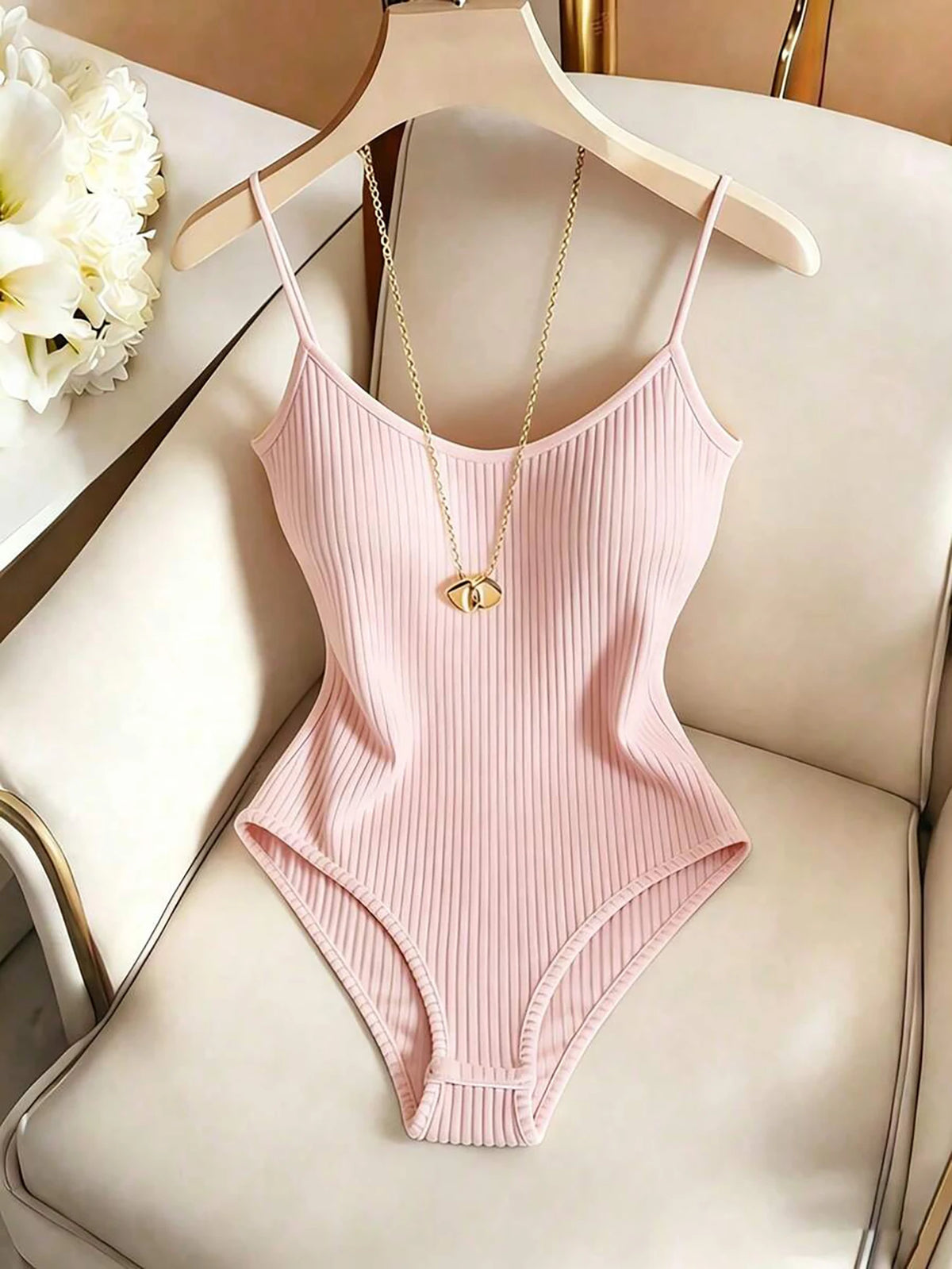 Women's spaghetti strap basic bodysuit — view 19 of 36