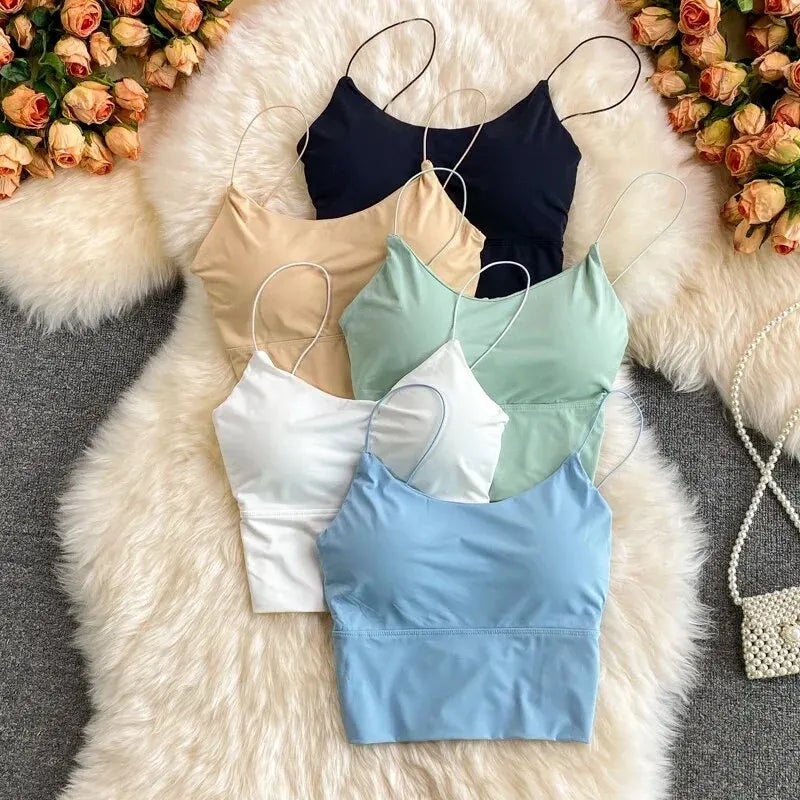 Women's Seamless Ice-Silk Camisole — Padded Bralette Tank Top