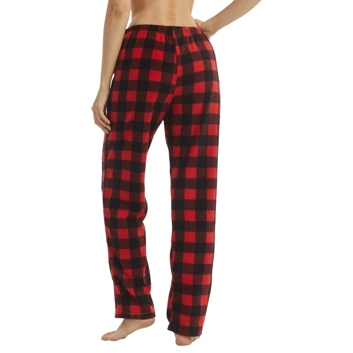 Women's Fuzzy Buffalo Plaid Pajama Pants - Drawstring Lounge Bottoms - photo 2