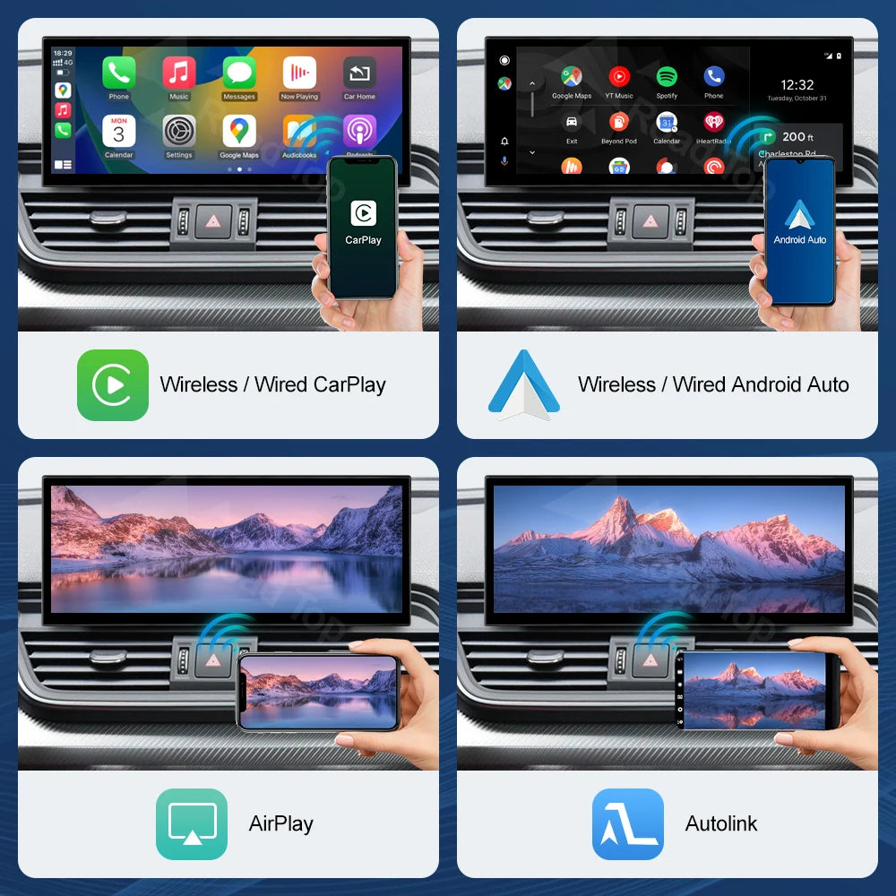 12.3" Touchscreen Display for Audi Q5 MIB (2018–2019) — Wireless CarPlay, Android Auto, AirPlay, Miracast