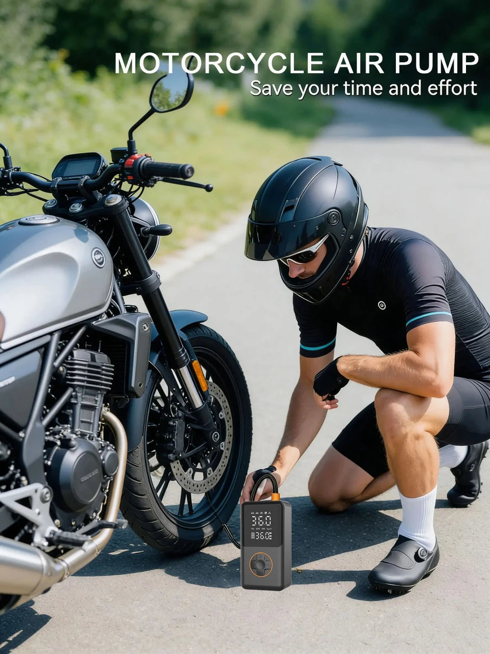YINGBOOST Mini Bike Tire Pump 150 PSI Tire Inflator Air Compressor Cordless , Air Pump for Car with Pressure Gauge, LED Light