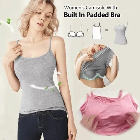 Women's Cami Bra Tank Top – Built-In Padded Bra Camisole | Wireless, Breathable & Seamless | S-6XL
