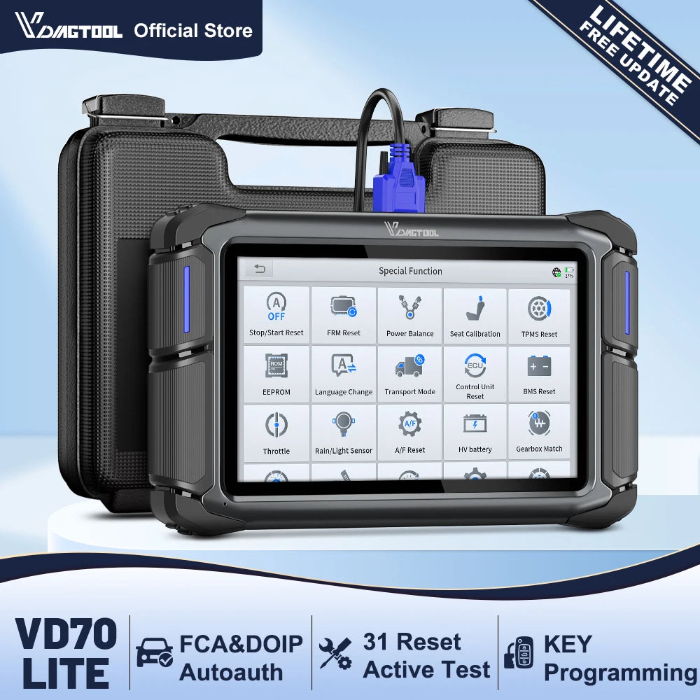 Lifetime Free Update VDIAGTOOL VD70Lite Automotive Scanner AII Systems Car Diagnostic 31 Reset FCA Bidirectional OBD2 Scanner