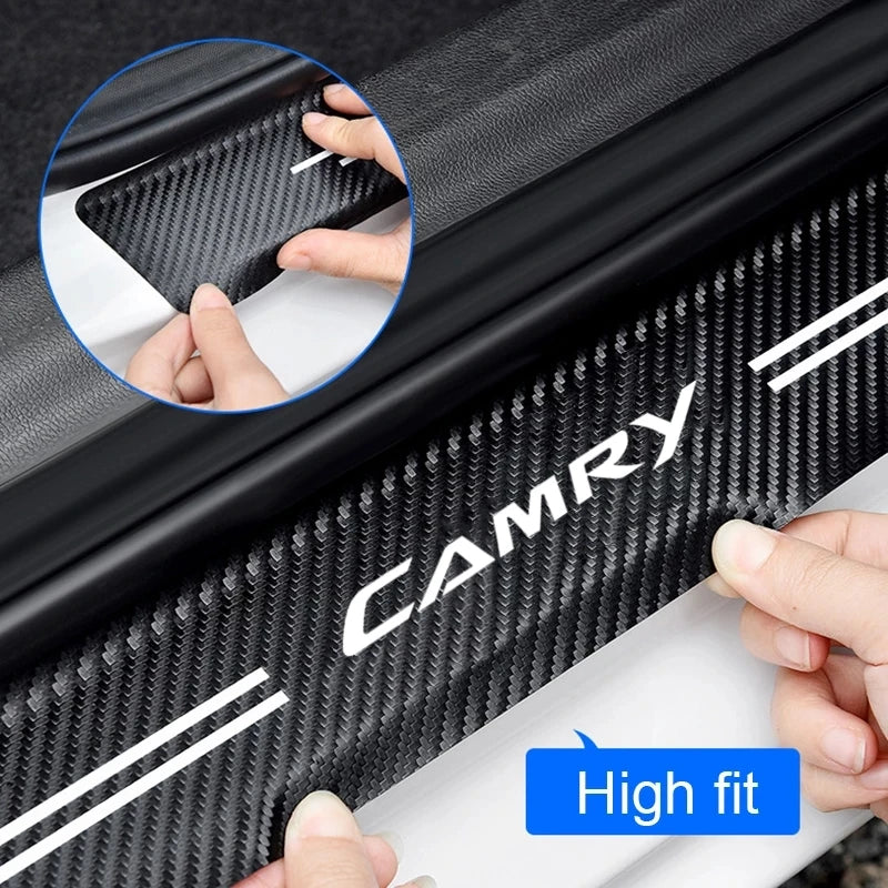 Carbon Fiber Car Sticker Car Door Trunk Protective Strip Anti Scratch Decal For Toyota Camry Corolla C-hr Rav4 Yaris Accessories