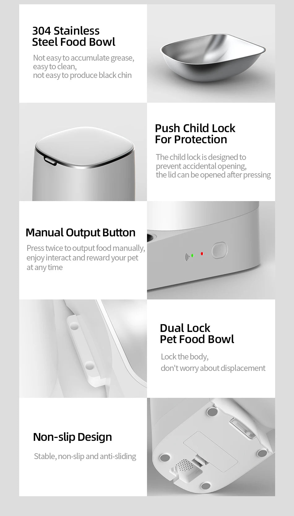 ROJECO Smart WiFi Automatic Cat Feeder – 4L Remote Control Kibble Dispenser for Cats & Dogs | Single & Dual Bowl