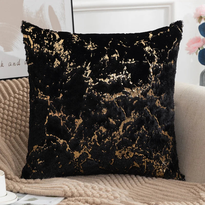 Plush Faux Fur Cushion Cover 43x43cm - Golden Fur Decorative Pillow Case - photo 14