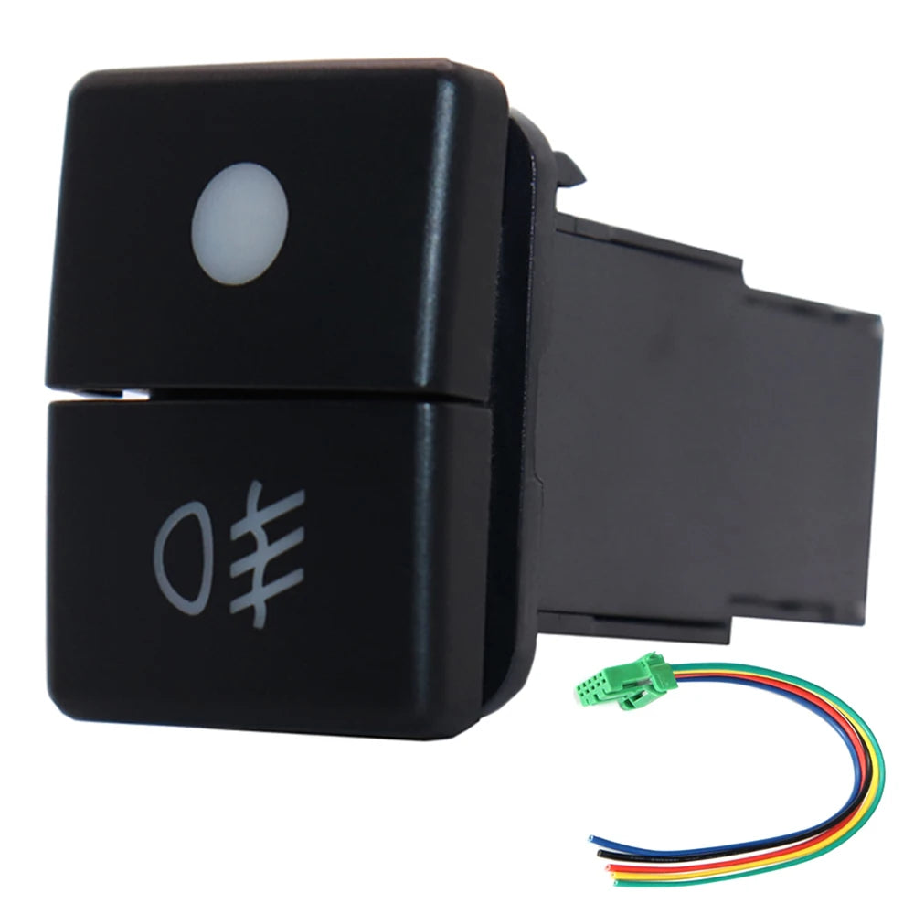 12V Dual Push Button Switch ON-Off Blue/Green Backlit 32.5mm X 22mm for Toyota 4Runner Hilux Prado RAV4, with Connector Wire