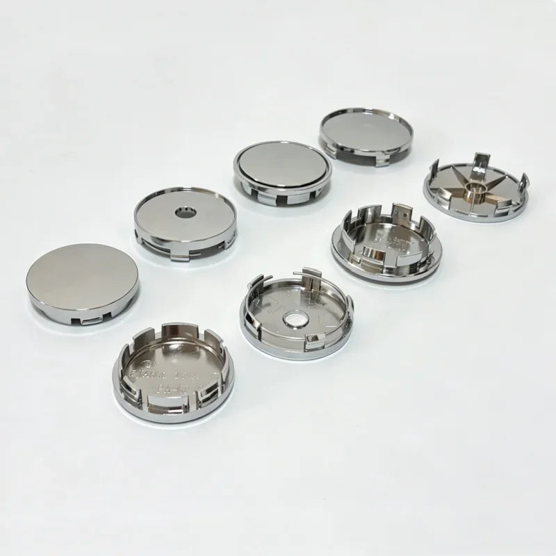 New 4pcs 68mm 65mm 60nmm 56mm 50mm 49mm 48mm Black Chrome Silver Blank Base Rim Cap For Car Modification Universal No Logo Hub C