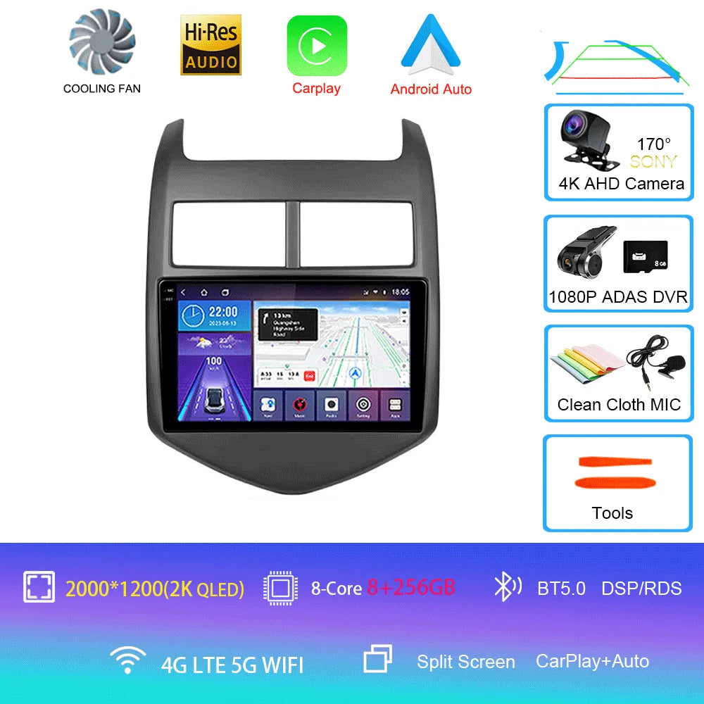 Android 16 Car Radio CarPlay Auto Multimedia Player For Chevrolet Aveo 2 Sonic T300 2011-2015 Navigation GPS 2din Stereo Audio