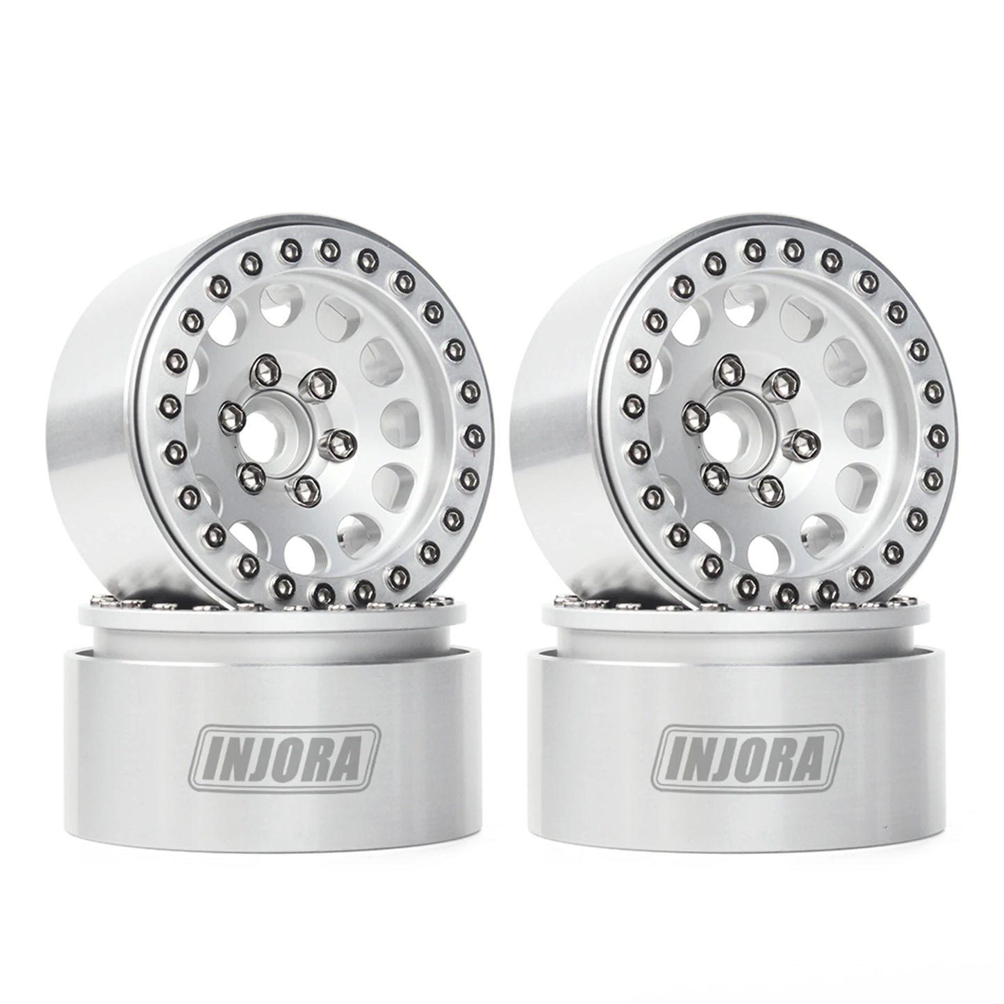 INJORA 4Pcs CNC Aluminum Alloy 1.9 Beadlock Wheel Rim for 1/10 RC Crawler Car Axial SCX10 90046 AXI03007 TRX4 VS4-10 Redcat Gen8