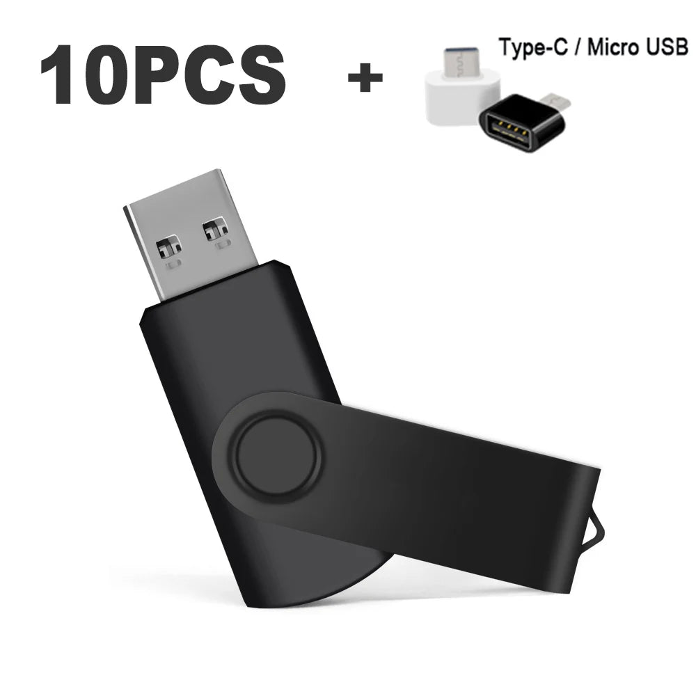 Color USB 2.0 Flash Drive 10-Pack — Bulk Mini Memory Sticks 4GB to 128GB
