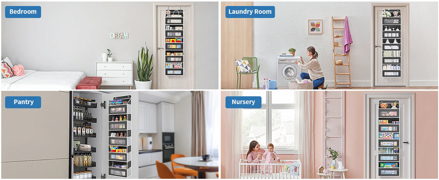 5-Shelf Hanging Storage Organizer - Behind Door, Anti-Tilt, 5 Large Capacity Pockets, Suitable for Bedroom, Bathroom