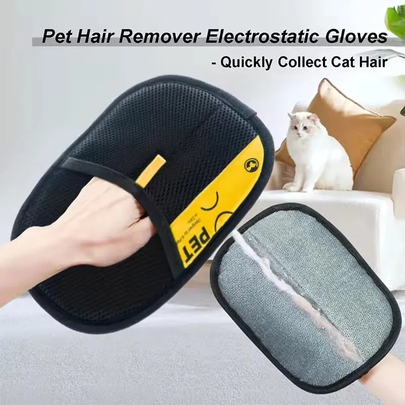 Electrostatic Pet Hair Remover Grooming Gloves – Reusable Washable with 2-in-1 Lint Roller Brush | 1, 2 or 5 Pack