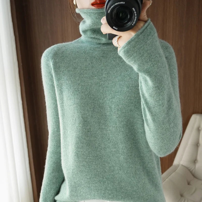 Women's Slim Turtleneck Knit Pullover - Soft Solid Bottoming Sweater - photo 10