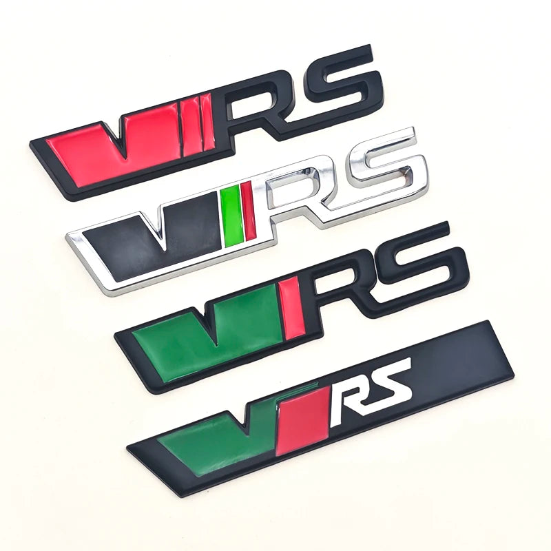 3d Metal RS Logo VRS Car Front Grill Emblem Rear Trunk Badge for Skoda VRS Octavia 1 2 3 Rapid Kodiaq Karoq Fabia Kamiq Superb