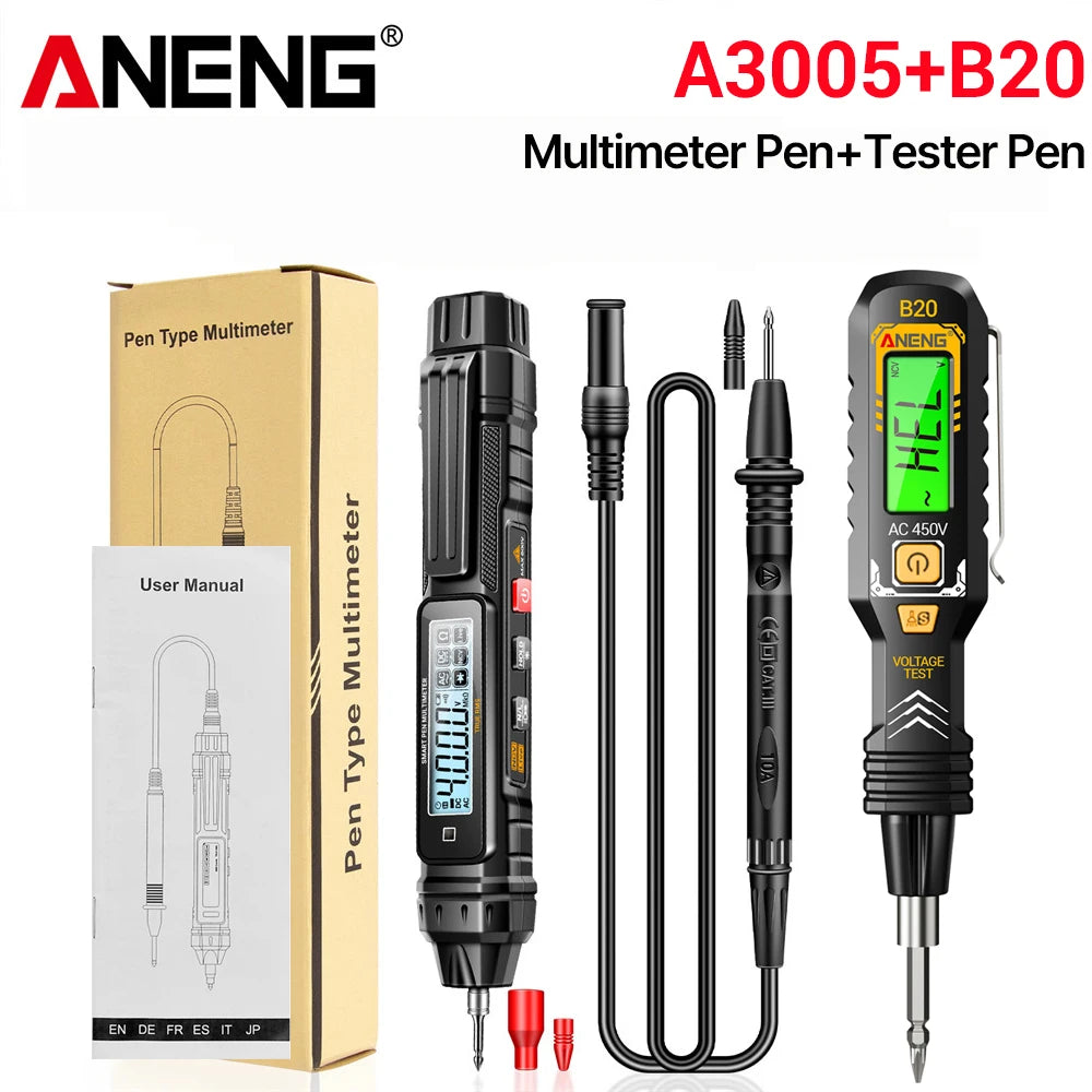 A3005+B20 Digital Multimeter Professional Insulated Voltage Test Pen Non-Contact AC/DC VoltageTester Double Head Screwdriver