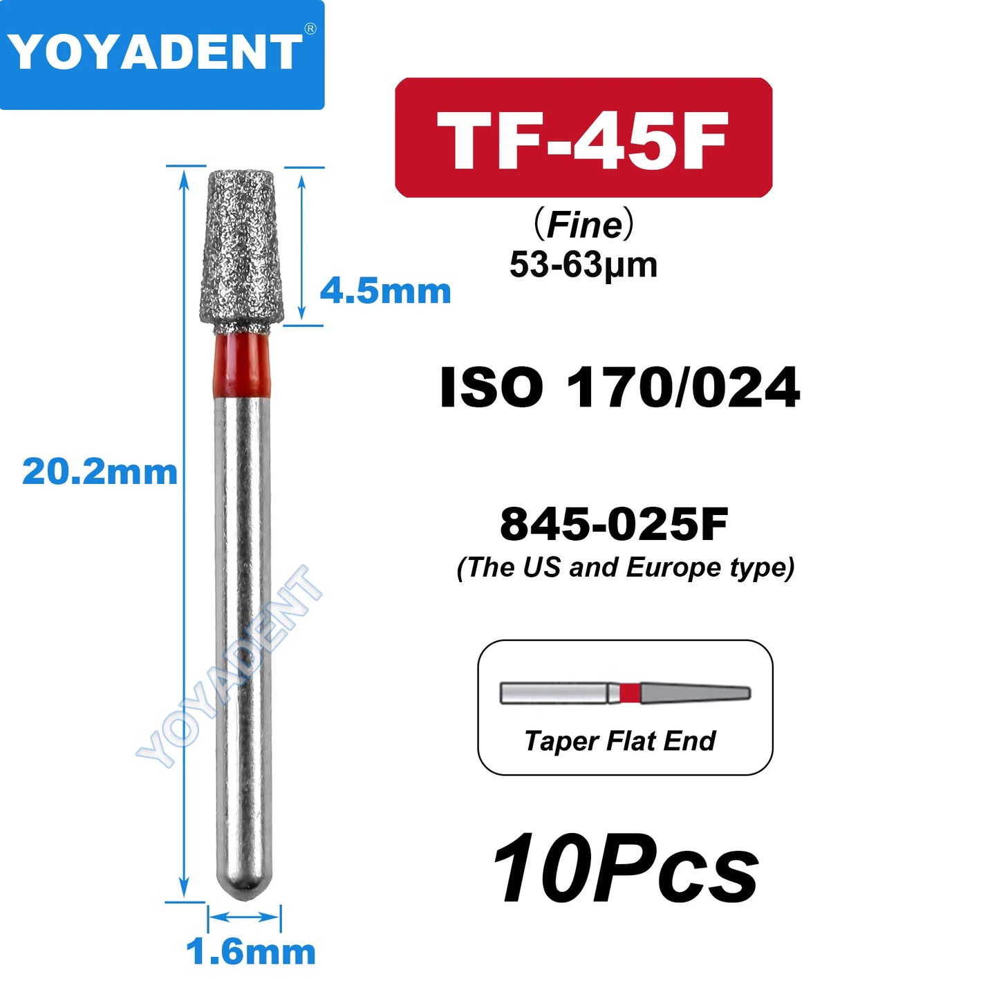 FG Fine Dental Burs Diamond Burs High Speed Turbines Drills Dental Lab Polishing Tools TR/TC/TF/FO/BR/SR/Type 1.6mm 10pcs/Pack