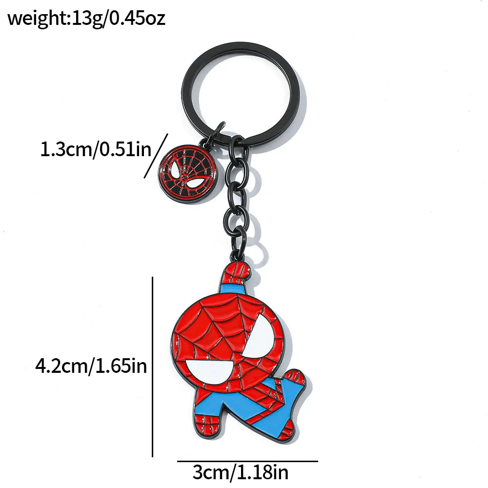 Red Spider Hero Keychain Cute Cartoon Character Enamel Heart Keyring Bag Charm for Movie Fans Gift Accessory