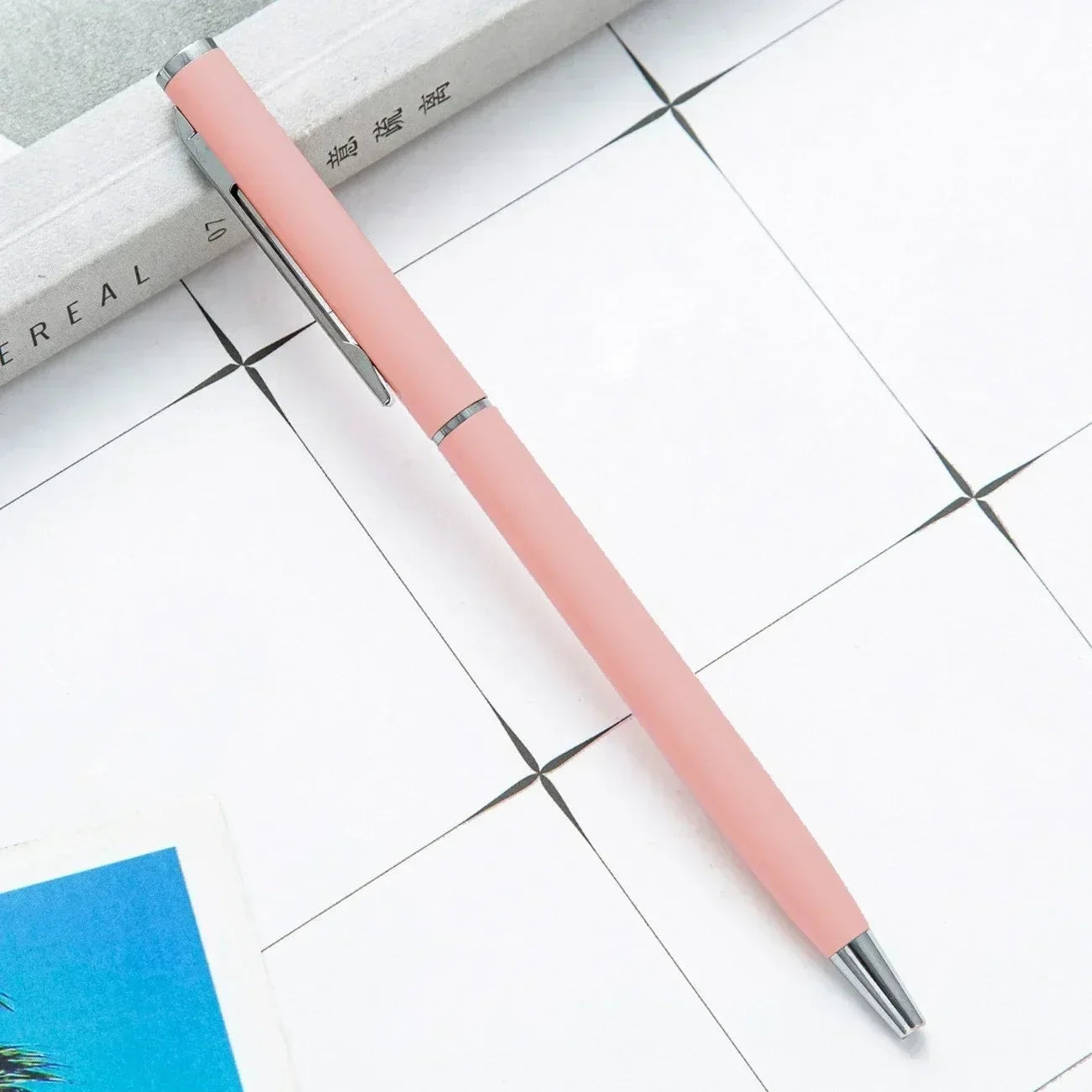 20-200 Pens New Slim Metal Ballpoint Pens Rose Gold Custom Logo Advertising Lettering Engraved Name School Office Supplies Gifts