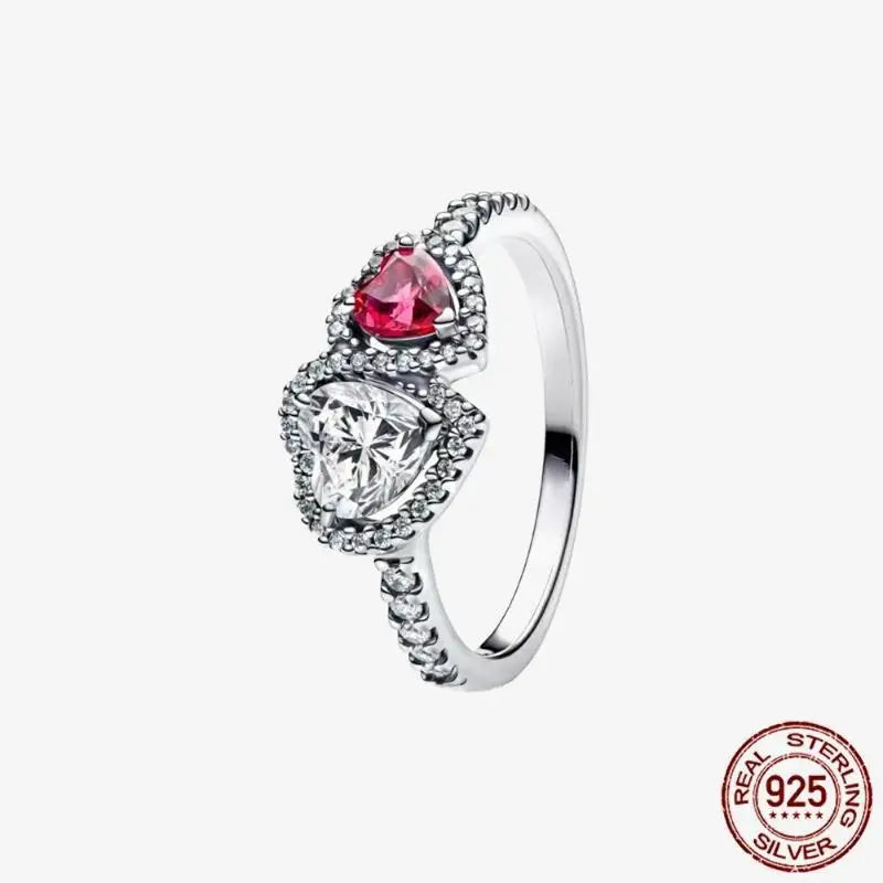 925 Sterling Silver Open Ring Style CZ Paved Heart Butterfly Flower Colorful Gemstone Ring For Women Daily Wear Jewelry Gift