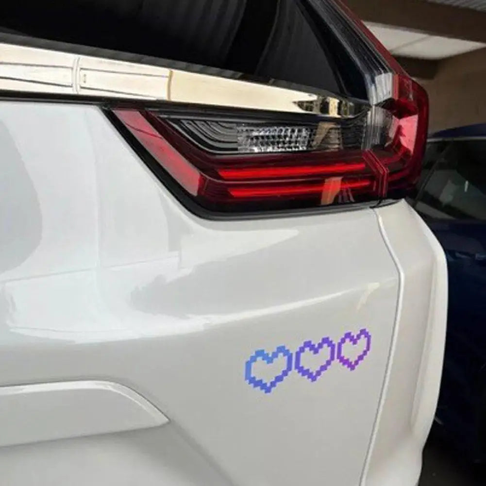 Pixel Heart Car Sticker - 6-Bit Love Decal for Window Headlight Taillight, Waterproof Vinyl Decoration to Personalize Your Car