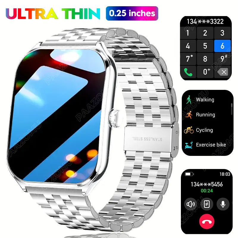 2026 New Smartwatch 1.96 inch Ultra-thin Bluetooth Call Health Monitor IP68 Waterproof 100 Sport Smart Bracelet For Android iOS