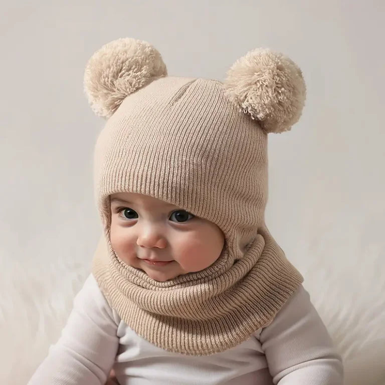 Baby Pom-Pom Knit Beanie - Soft Stretchy Winter Hat 0-3 Years - photo 2